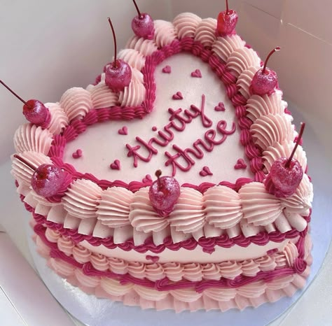 15+ Pink Heart Cake Designs You Will Love! Heart Cake Designs, Pink Heart Cake, Heart Cake Decoration, Heart Cake Design, Vintage Heart Cake, Heart Birthday Cake, 22nd Birthday Cakes, Bolo Vintage, Cake Decoration Ideas