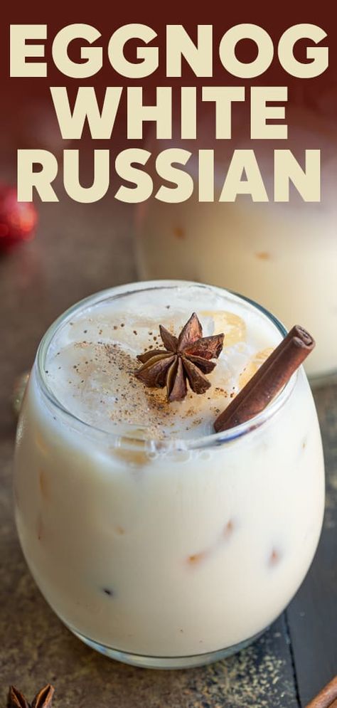 Eggnog White Russian Eggnog White Russian, Picnic Ham, Eggnog Drinks, White Russian Recipes, Holiday Eggnog, Creamy Cocktails, Holiday Punch, Summertime Drinks, White Russian