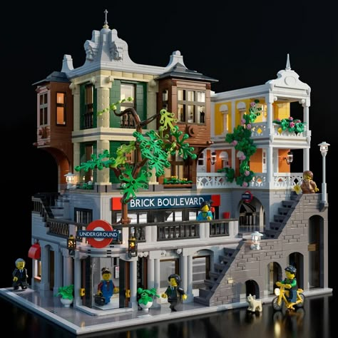 Brickybrick official IG | "Now on LEGO Ideas" Welcome to Brick Boulevard, a different modular expansion for your city. If you are a lover of modular buildings and… | Instagram Lego Moc Buildings, Streetscape Architecture, Lego City Display, Lego Gift, Lego Street, Lego City Ideas, Lego Modular Buildings, Lego House Ideas, Lego Houses