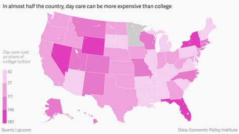 In almost half of the US, daycare can be more expensive than college Choropleth Map, Classroom Images, America Map, Word Nerd, United States Map, Ad Hoc, Us States, U.s. States, College Hacks