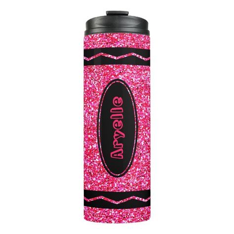 Hot Pink Glitter Crayon Custom Name Thermo Tumbler Crayon Tumbler, Hot Pink Glitter, Drink Tumbler, Color Crayons, Drinks Tumbler, Custom Kids, Name Gifts, Monogram Gifts, Custom Monogram