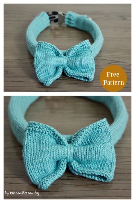 Dog Bow Tie and Collar Cover Free Knitting Pattern Knitted Dog Accessories, Free Knitting Patterns For Dog Sweaters, Dog Bandana Knitting Pattern, Dog Knitting Patterns Free, Dog Knitting Patterns, Dog Bow Tie Pattern, Tie Pattern Free, Knitting Patterns For Dogs, Dog Collar Pattern