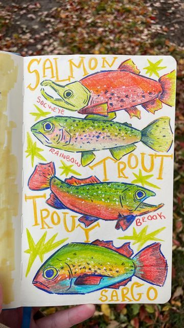 Funky Fish Art, Drawing Fish, Prismacolor Drawing, Fish Drawings, Sketchbook Art Journal, My Sketchbook, Art Diary, Sketchbook Pages, Arte Sketchbook