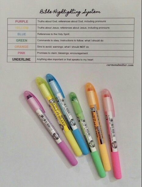 Bible study highlighting system. How to highlight in your bible. #biblestudy -- I am using gel highlighters (Bible-Hi-Glider). You can purchase them for $7.99 at christianbooks.com Bible Study Highlighting, Bible Highlighting System, Highlighting Bible, Highlighting System, Bible Photography, Bible Color Coding, Bible Organization, Quotes Learning, Bible Highlighting