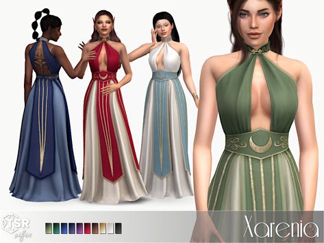 Sims 4 Prom Dress, Sims 4 Prom, Mods Sims 4, Los Sims 4 Mods, Sims Medieval, Elven Dress, Elf Dress, Medieval Clothes, Pelo Sims