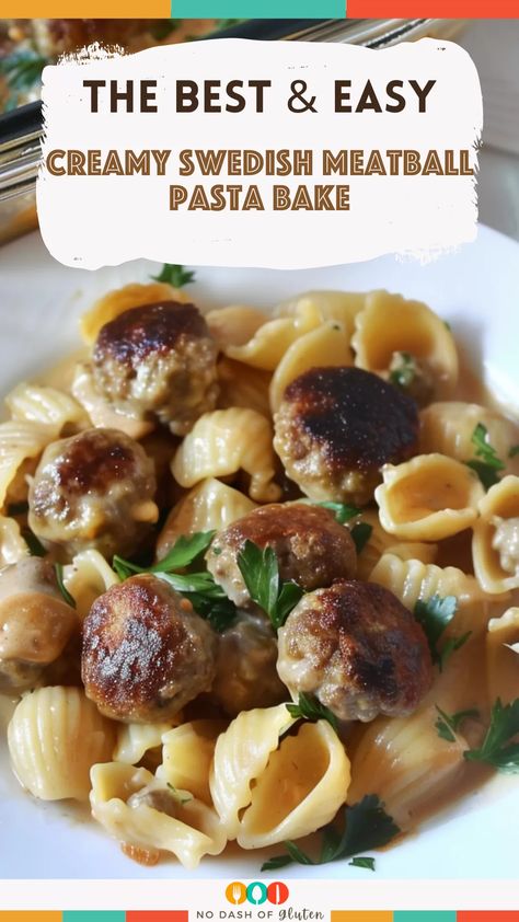 This Creamy Swedish Meatball Pasta Bake is comfort food perfection! Tender meatballs, cozy pasta, and a creamy sauce come together in one delicious dish. Perfect for family dinners or cozy nights in, it’s sure to be a crowd-pleaser. Save this recipe and make it tonight! Yummy Cozy Dinners, Pasta With Meatballs Easy Recipes, Swedish Meatball Pasta Bake, Swedish Meatball Pasta, Meatballs With Pasta, Best Spaghetti Recipes, Creamy Swedish Meatballs, Meatballs And Pasta, Pasta And Meatballs