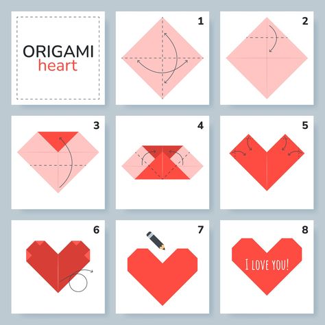 Origami Heart Tutorial, Cute Origami, Origami Heart, Heart Illustration, Paper Heart, Love Story, Origami, Kindergarten, Anime