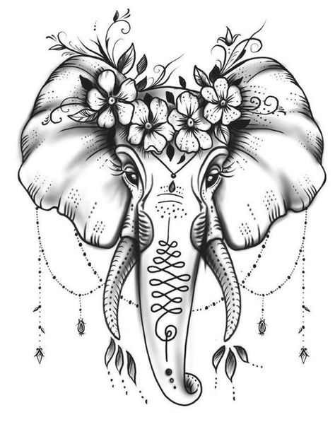 African Queen Tattoo, Black Gray Tattoo, Elephant Thigh Tattoo, Mandala Elephant Tattoo, Elephant Tattoo Ideas, Tattoo Elephant, Virgo Tattoo Designs, Cute Thigh Tattoos, Gray Tattoo