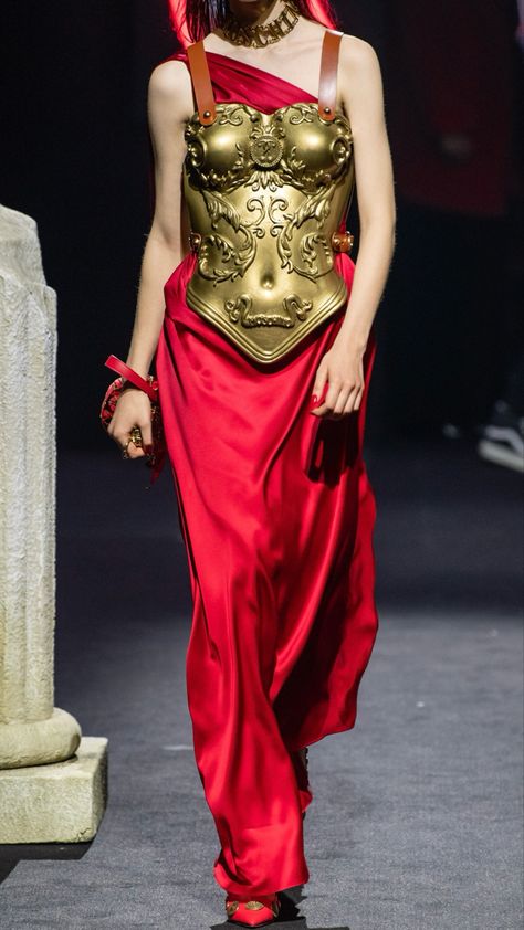 Roman Aesthetic Outfit, Reyna Cosplay, Roman Clothes, Roman Dress, Roman Costume, Armor Dress, Festival Outfits Rave, Outfits Rave, Versace Dress