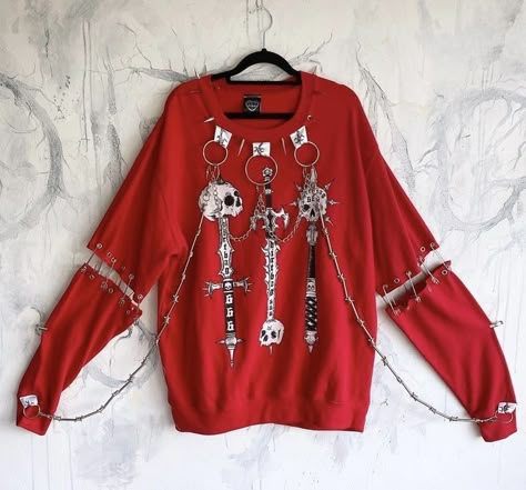 Devilcore Aesthetic Outfit, Creepy Fashion, Creepy Cute Fashion, Art On Clothing, Painted Clothes Diy, Alt Clothes, Upcycle Clothes Diy, Diy Clothes Design, Painted Clothes