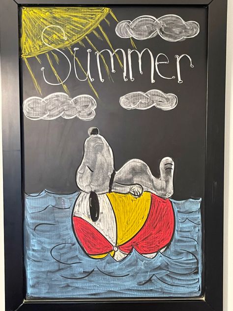 Chalk Art Summer Ideas, Summer Dry Erase Board Art, Summertime Chalkboard Art, Summer Chalkboard Art Easy, Summer Whiteboard Ideas, End Of Summer Chalkboard Ideas, Cute Summer Chalkboard Ideas, Summer Chalkboard Ideas Easy, Cute Chalkboard Drawings