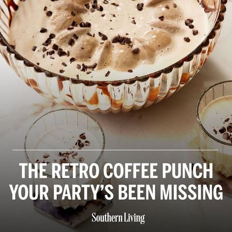 Southern Living Coffee Ice Cream Punch, Coffee Punch With Ice Cream, Coffee Punch Recipes, Coffee For A Crowd, Brunch Baby Shower Ideas, Ice Cream Punch, Tailgate Menu, Batch Cocktail Recipe, Coffee Punch