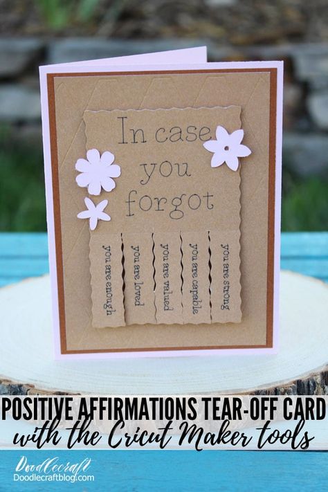 Kraft Paper Cards Diy, Handmade Encouragement Cards, Thinking Of You Handmade Card Ideas, Cricut Thinking Of You Cards, Thinking Of You Diy Cards Handmade, Greeting Cards Cricut, Cricut Perforation Projects, Encouragement Cards Diy, Cool Handmade Cards