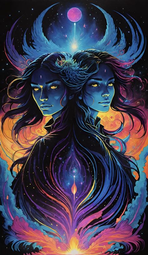 Gemini; Zodiac Art by Amye Gemini Demon, Gemini Art, Zodiac Art, Gemini Zodiac, Trippy Art, Quick Saves, Art