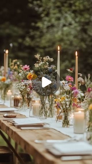 Wedding Decor Inspiration on Instagram: "Love in full bloom with a wildflower wedding theme 🌼  #wildflowerwedding #weddinginspiration #weddinginspo #weddingdecor #weddingplanning #weddingtheme" Wildflower Engagement Party, Rustic Theme Party, Love In Full Bloom, Rustic Garden Party, Wildflower Theme, Wildflower Party, Wildflower Wedding Theme, Wedding Garden Party, Courtyard Wedding