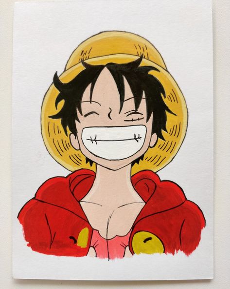 Monkey D Luffy Drawing Easy, Luffy Painting Easy, Luffy Painting, Luffy Drawing, Anime Painting, Doodle Books, One Piece Drawing, Monkey D Luffy, Guatemala