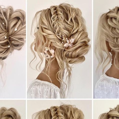 Shannon Sara Bridal Hair on Instagram: "Same hairstyles top & bottom!! Would you choose an accessory or no?! 🤩 IMO a wee something always sets the bride apart from everyone else on her wedding day! When else do you get to strut around with accessories in your hair? 💎 if not your wedding day then never! . . . . . New Jersey stylist, nj hairstylist, wedding hair, bun, boho hair, wedding hairstylist #weddinghair #bride #bridesmaidhair #hairreel #hairinspo #reeltutorial #hairstylist #njbrides #nj Bridal Hair For Windy Day, Boho Hair Wedding, Wedding Hair Bun, Boho Wedding Hairstyles, Boho Bridal Hair, Boho Wedding Hair, Boho Hair, Homecoming Hair, Wedding Hair Inspiration