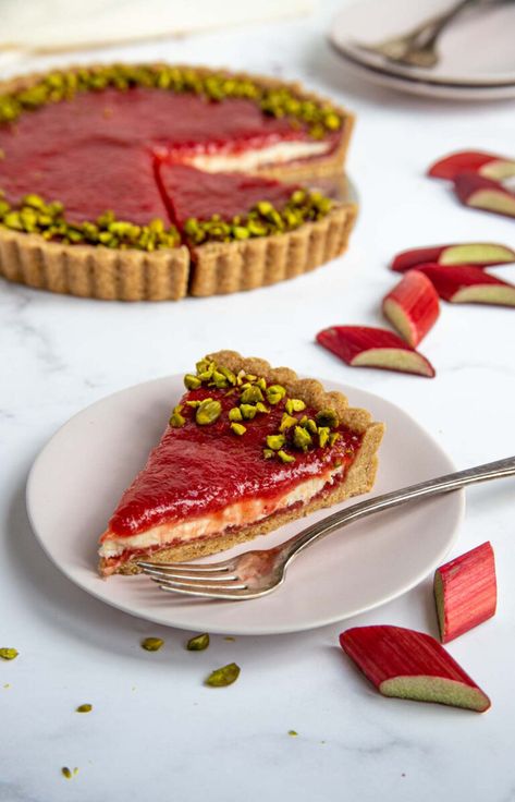 This Rhubarb Cream tart is a delicious combination of a brown sugar cookie crust, creamy mascarpone and a sweet, tart rhubarb compote. Get the recipe at Bakes by Brown Sugar. Best Rhubarb Recipes, Sweet Board, Celebration Food, Rhubarb Compote, Sugar Cookie Crust, Rhubarb Desserts, Cream Tart, Dessert Aux Fruits, Dough Ingredients