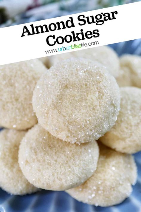 Almond Sugar Cookie Recipe, Easy Food Gifts, Drop Sugar Cookies, Almond Sugar Cookies, Cinnamon Sugar Cookies, Sanding Sugar, Vanilla Sugar Cookie, Soft Sugar Cookies, Sugar Sprinkles