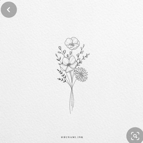 Tiny Flower Tattoos, Tattoo Painting, Flower Bouquet Tattoo, Fineline Tattoo, Bouquet Tattoo, Wildflower Tattoo, Dotwork Tattoo, Small Flower Tattoos, Inspiration Tattoos