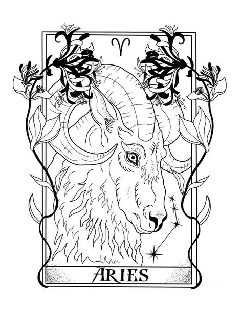 13 Remarkable Aries Tattoo Ideas You Will LOVE - Spirithandbook Aries Tarot Card Tattoo, Aries Ram Tattoo With Flowers, Aries Zodiac Drawing, Aries Art Drawing, Aries Sketch, Aries Tatoos, Aries Goddess Tattoo, Tarot Card Drawings, Aries Tarot Card