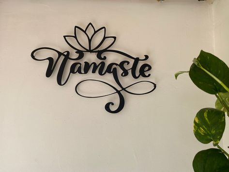 Namaste Lotus Metal Wall Art Namaste Lotus Metal Wall Decor - Etsy Yoga Decoration Ideas, Namaste Meaning, Lotus Flower Wall Art, Meditation Wall Art, Yoga Wall Decor, Yoga Shala, Yoga Studio Decor, Yoga Decor, Yoga Wall