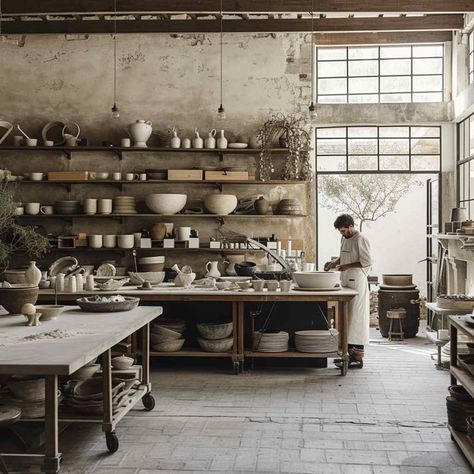 Mountain Fortress, Industrial Studio, Design Studio Workspace, Studio Spaces, Modern Office Interiors, Kitchen Refresh, Pottery Workshop, Ceramic Workshop, Clay Studio