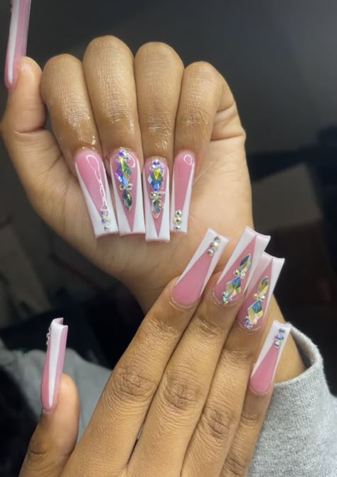 Long Acrylic Nail Designs, Drip Nails, Colored Acrylic Nails, Short Square Acrylic Nails, Exotic Nails, Long Acrylic Nails Coffin, Nail Sets, Acrylic Nails Coffin Pink, Long Square Acrylic Nails