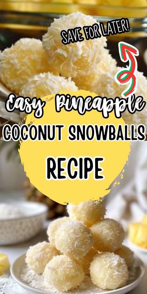 Easy Pineapple Coconut Snowballs. Imagine biting into a blissful sphere of sweet pineapple and coconut, perfectly chilled and dusted with snowy flakes of coconut. This delightful dessert is like a mini vacation for your palate, bringing a taste of the tropics to any occasion. Resume:Escape Pineapple Coconut Snowballs, Pineapple Coconut Dessert, Pineapple Recipes Easy, Pineapple Balls, Pineapple Recipes Healthy, Snowballs Recipe, Pineapple Dessert, Candied Pineapple, Cookie Board