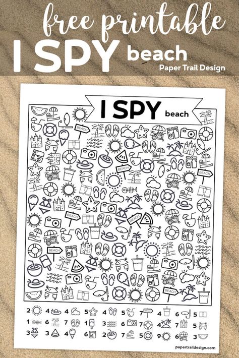 Beach Printables, Beach Activity, Paper Trail Design, Beach Week, Road Trip Activities, I Spy Games, Trail Design, Free Printable Activities, Screen Free Activities