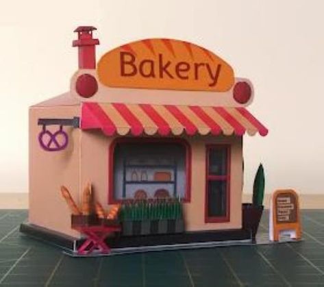 Food Stand, Drawing Books, Diy Drawing, Miniature Bakery, Farm Projects, Bakery Shop, Food Cart, One Piece Drawing, Paper Model