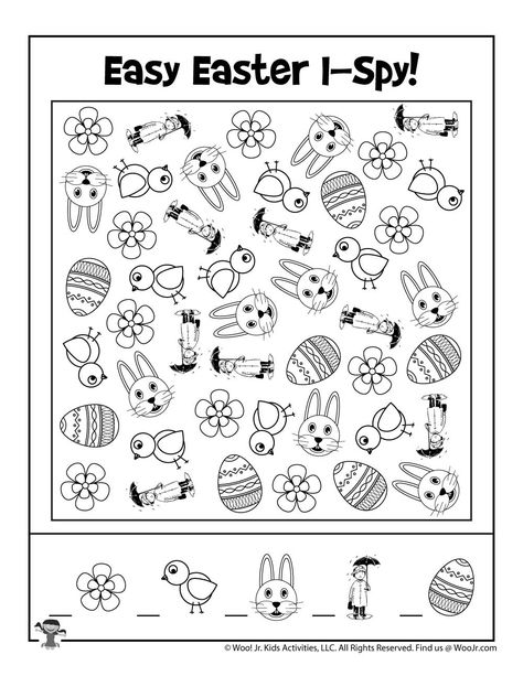 Easy I Spy Activity Easter Game | Woo! Jr. Kids Activities : Children's Publishing Easter I Spy Free Printable, I Spy Printable, Spy Games For Kids, Merry Christmas Coloring Pages, Easter Kindergarten, Easter Puzzles, Easter Games For Kids, Easter Worksheets, Easter Activity