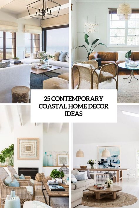 25 Contemporary Coastal Home Decor Ideas Coastal Chic Design, Mcm Coastal Decor, Miami Coastal Decor, Mid Century Mod Coastal, Coastal Minimalist Decor Living Room, Coastal Design With Dark Wood, Beach Contemporary Decor, Upscale Coastal Decor, Coastal Contemporary Interior Design