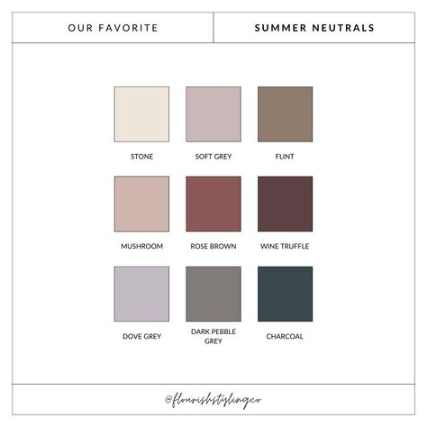 Our Favorite Neutrals For Every Season - flourishstyling.co Cool Toned Brown Outfit, Soft Shaded Summer, True Summer Browns, Cool Summer Neutrals, Brown Summer Color Palette, Soft Summer Browns, Light Summer Neutrals, Soft Summer Brown, Soft Summer Neutrals