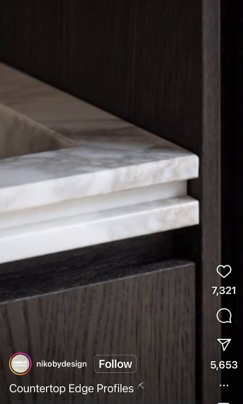 Countertop Profile Edges, Marble Counter Edge Detail, Counter Top Edges, Counter Edges, Chamfered Edge, Edge Profile, Marble Counter, Design Inspo, Countertops