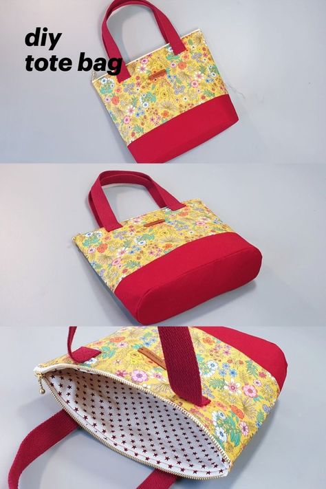 Bags To Sew, Tote Bag Sewing Tutorial, Diy Tote Bag Tutorial, Lunch Bags Pattern, Bible Tote Bag, Diy Pouch No Zipper, Diy Shoulder Bag, Sling Bag Pattern, Tote Bag Sewing