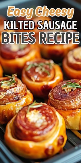 These Easy Cheesy Kilted Sausage Bites! These savory bites combine the deliciousness of sausage with gooey cheese, all wrapped in flaky pastry. Perfect for parties, game days, or just a… Kilted Sausage Bites, Crescent Sausage Bites, Carrot Cake Cheesecake Recipe, Easy Sausage Recipes, Sausage Bites, Peach Pound Cakes, Smoked Sausage Recipes, Cheese Crescent Rolls, Easy Carrot Cake