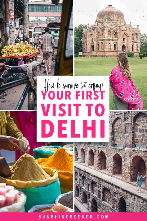 Everything you need to know before visiting Delhi, India for the first time #delhi #india #travelinspo #newdelhi Delhi Tourism, Delhi Shopping, Humayun’s Tomb, Delhi Travel, Travel To India, Travel In India, India Travel Guide, India Trip, Famous Monuments