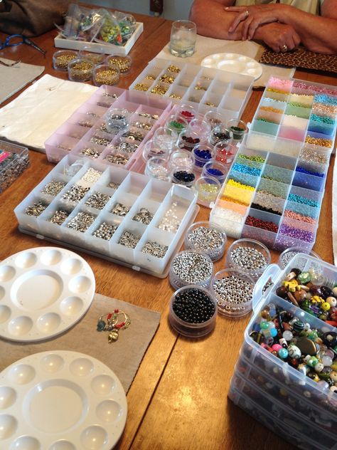 Creation Station! Workshop at Bella Beads Jewelry Making Station, Beading Party, Bracelet Station, Bracelet Making Station Party, Bracelet Making Station, Supply Room, Bead Studio, Birthday Bracelet, 15th Birthday