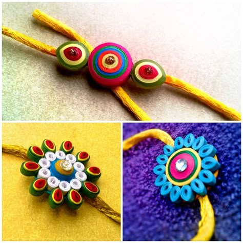 easy quilling rakhi designs - We have 15 best ideas to make Rakhi at home for Rakshabandhan - Perfect rakhi ideas for kids to make, rakhi competition, best of waste, simple and handmade with detailed step by step images- ArtsyCraftsyMom Quelling Rakhi, Quilling Rakhi Handmade, Rakhi Designs Handmade, Quilling Rakhi, Easy Quilling, Handmade Rakhi Designs, Paper Quilling Earrings, Rakhi Making, Paper Quilling For Beginners