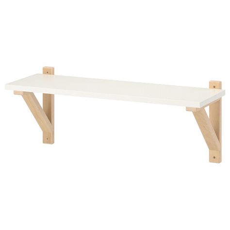 BURHULT / EKBY VALTER Wall shelf - white, birch - IKEA Ikea Burhult, Cheap Futons, Birch Wall, Nursery Shelves, Bed Time, Estantes Flotantes, White Birch, Modern Nursery, Spice Rack