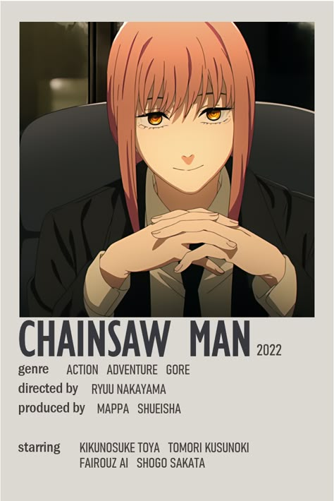 Chainsawman Movie Poster, Spyxfamily Minimalist Poster, Movie Anime Poster, Anime Show Posters, Chainsaw Man Posters, Minimalist Poster Music, Chainsaw Man Poster, Anime Posters Minimalist, Anime Minimalist Wallpaper