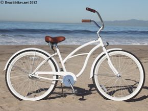 I soooo need a beach cruiser!!! White Beach Cruiser, Vintage Bicycle Parts, Bike Restoration, Bicycle Illustration, Beach Cruiser Bicycle, Cruiser Bikes, Beach Cruiser Bikes, Bicycle Painting, Painting Woman