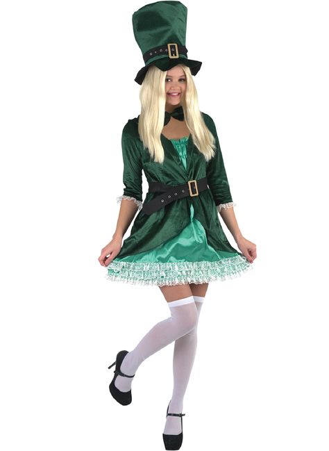 If you are looking Leprechaun Costumes for an adult then you can choose to dress up in one of our a green Saint Patricks day costume of Good By BC and This emerald green look is perfect for Comicon, Holidays, and performances. #StPatrick’sDay #Costumes #LeprechaunCostumes #Holidays Irish Costumes, Leprechaun Costume, St Patrick's Day Costumes, Bow Tie Dress, White Leggings, Green Hats, Halloween Party Costumes, Costume Dress, Adult Costumes