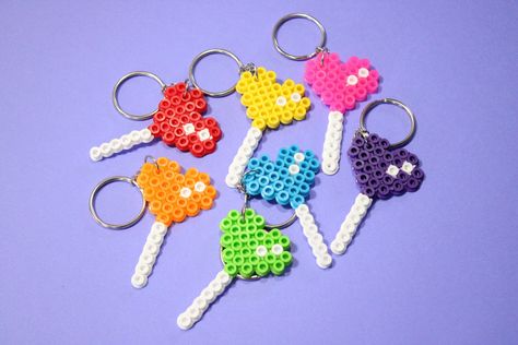 Measurements Height: 6cm Length: 3.5cm Peeler Bead Keychain, Perler Beads Candy, Kandi Perler Ideas, Perler Beads Rave, Cute Fuse Beads Ideas, Small Perler Ideas, Perler Keychain Ideas, Adult Perler Bead Patterns, Perler Bead Keychain Ideas