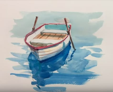 Watercolor Boat, Watercolor Landscape Paintings, Color Painting, Watercolor Ideas, Water Colors, Water Colour, Watercolor Landscape, Watercolour Painting, Watercolor Painting