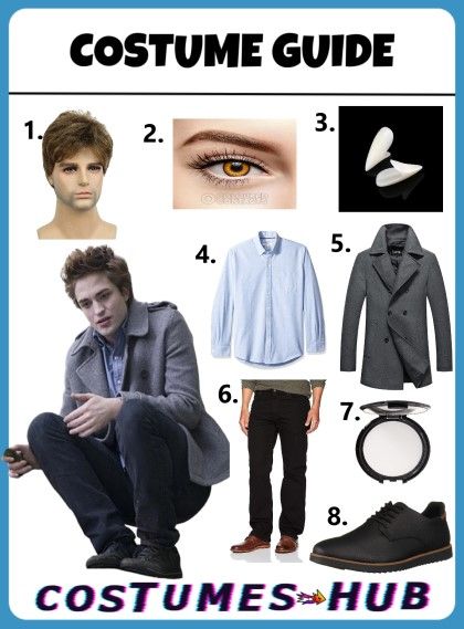 Edward Cullen Cosplay, Edward Twilight Costume, Edward Cullen Halloween Costume, Charlie Swan Costume, Edward Cullen Outfit Ideas, Twilight Couple Costume, Halloween Costumes Twilight, Bella And Edward Costume, Twilight Costume Ideas