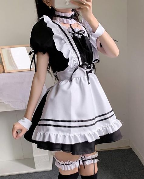 15 Cute and Hot Halloween Costumes for Women Cute Maid Outfit, Maid Dress Uniform, Maid Outfit Cosplay, Maid Girl, Uniform Clothes, Halloween Dresses, Leg Ring, Dress Apron, Maid Cosplay