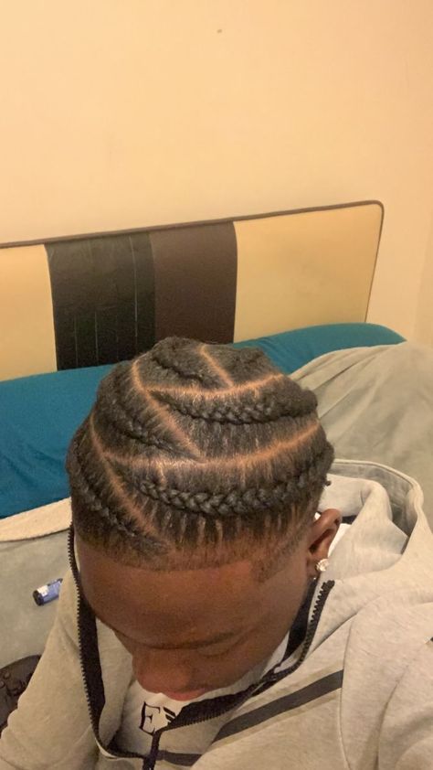 Products i use linked‼️ Styled Cornrows Men, 3 Braids Hairstyle Men, Cornrows Into Braids, 8 Cornrows Braids Men, Mens Cornrow Hairstyles, Full Head Braids Men, Zig Zag Braids For Men, Zig Zag Cornrows Braids For Men, Conrows Lines And Braids Men