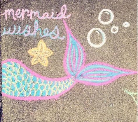 Mermaid Sidewalk Chalk Follow Me for More Sidewalk Chalk Inspiration! Walk Challenge, Street Chalk Art, Fun Chalk Art, Sidewalk Paint, Chalk Design, Chalk Wall, Sidewalk Chalk Art, Sidewalk Art, Chalk Drawings